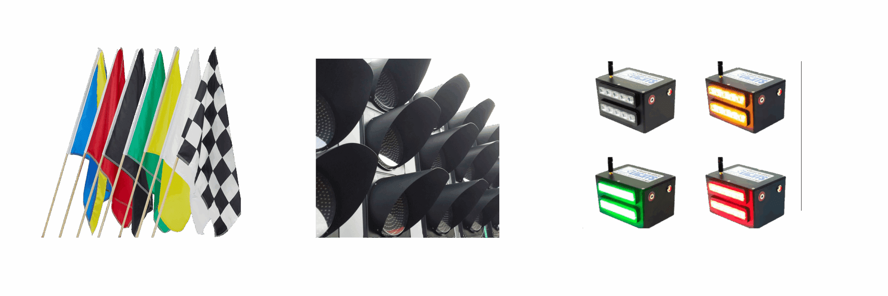 Conjunto de banderas utilizadas para la comunicación en las operaciones de la pista de karting